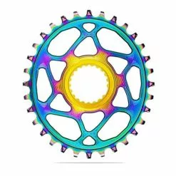 Absolute Black Corona AbsoluteBLACK Ovale Per Shimano 12V Direct Mount Blu Giallo
